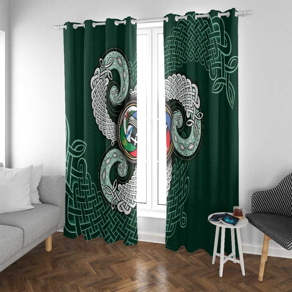 Six Celtic Countries Heritage Window Curtain Green Celtic Knot Triskelion - Wonder Print Shop