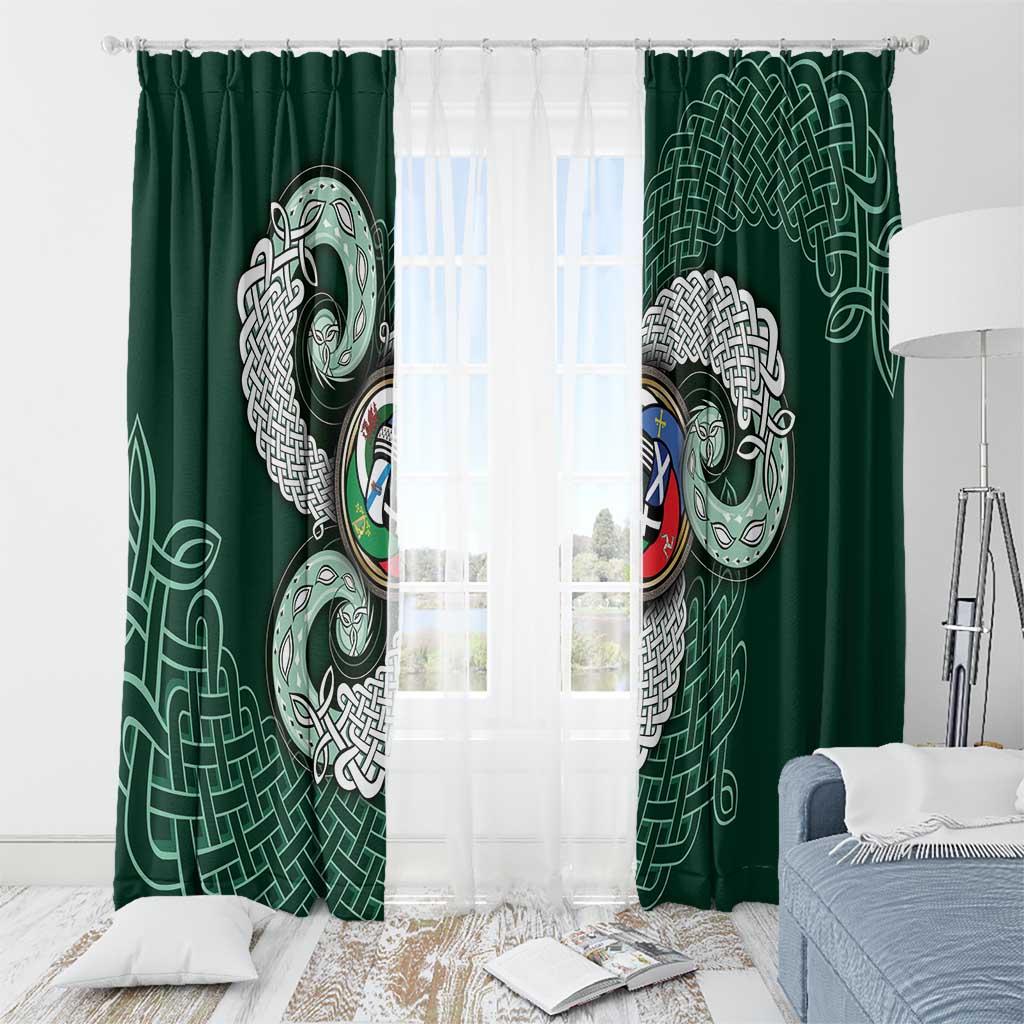 Six Celtic Countries Heritage Window Curtain Green Celtic Knot Triskelion - Wonder Print Shop