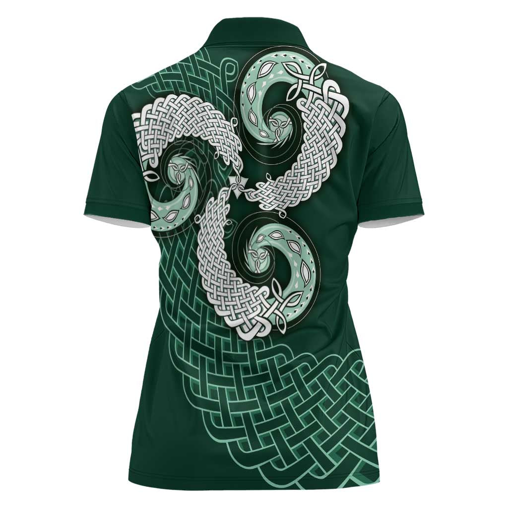 Six Celtic Countries Heritage Women Polo Shirt Green Celtic Knot Triskelion - Wonder Print Shop