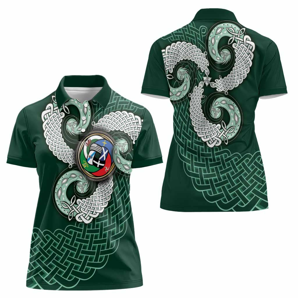 Six Celtic Countries Heritage Women Polo Shirt Green Celtic Knot Triskelion - Wonder Print Shop