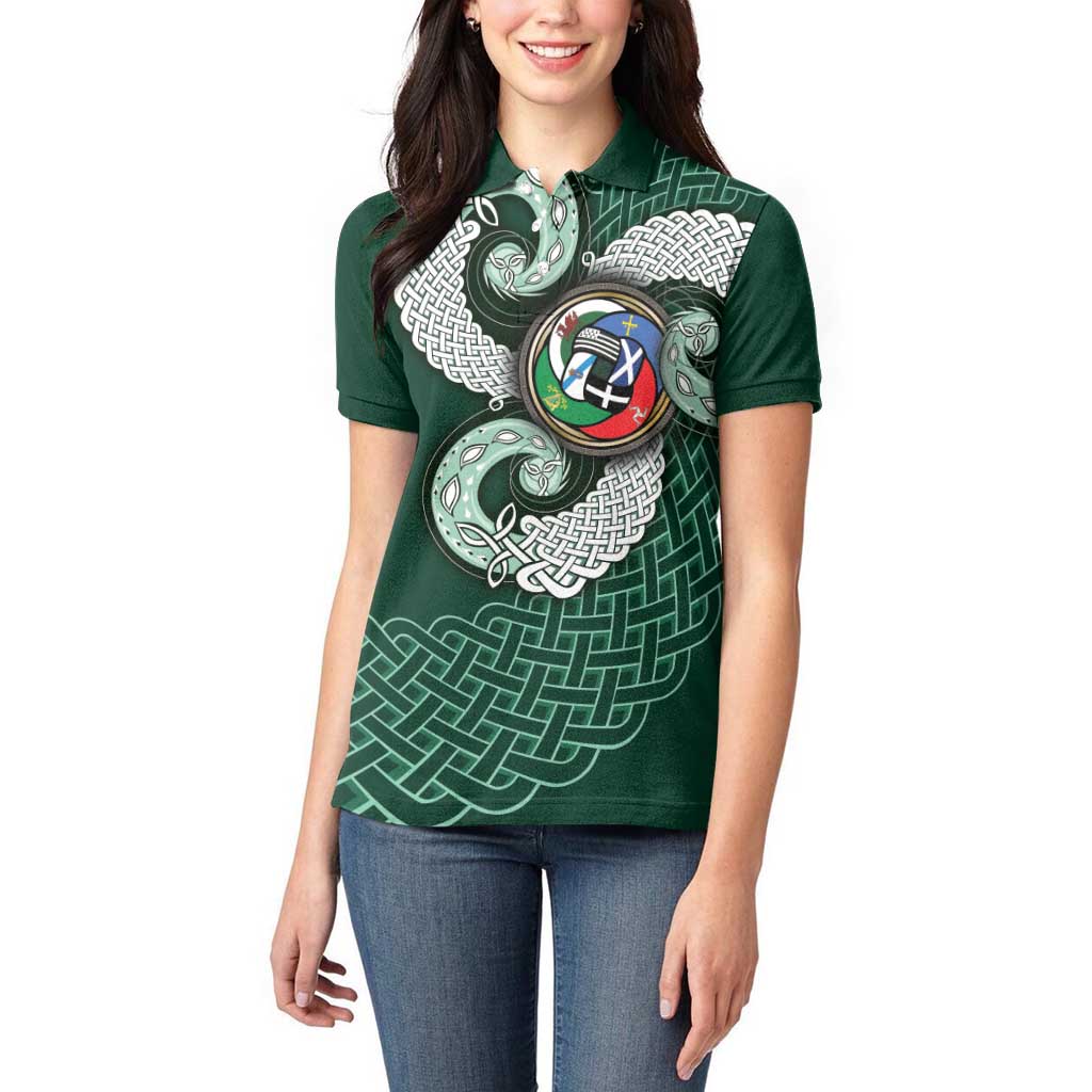 Six Celtic Countries Heritage Women Polo Shirt Green Celtic Knot Triskelion - Wonder Print Shop