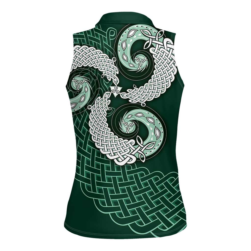 Six Celtic Countries Heritage Women Sleeveless Polo Shirt Green Celtic Knot Triskelion - Wonder Print Shop