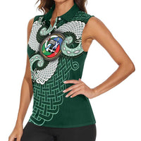 Six Celtic Countries Heritage Women Sleeveless Polo Shirt Green Celtic Knot Triskelion - Wonder Print Shop