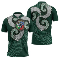 Six Celtic Countries Heritage Zipper Polo Shirt Green Celtic Knot Triskelion - Wonder Print Shop