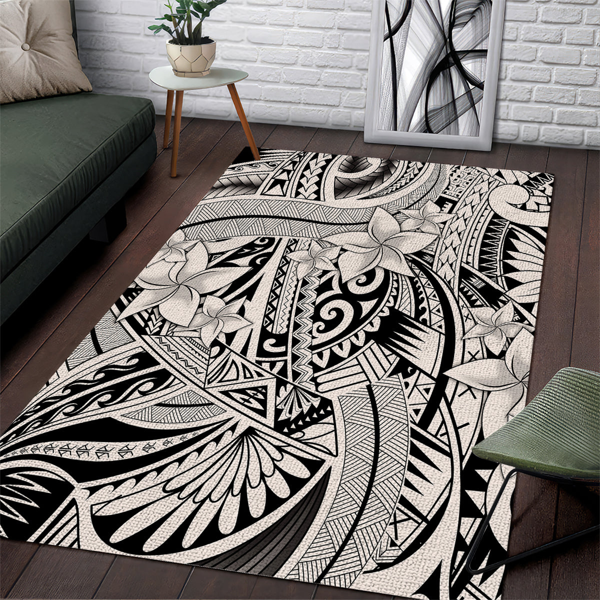 Polynesia Area Rug Tribal Polynesian Spirit With Beige Pacific Flowers LT9 - Wonder Print Shop