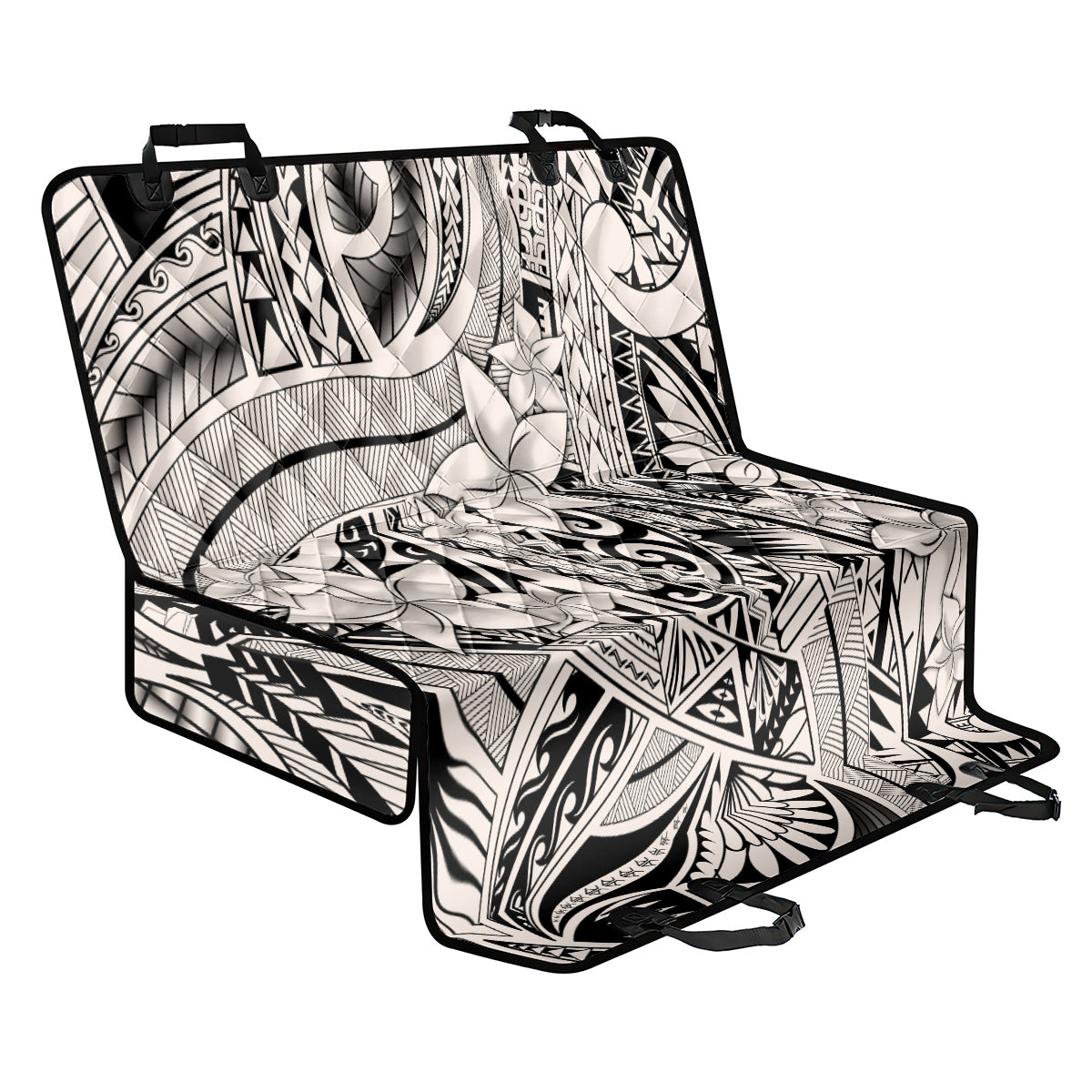 Polynesia Back Car Seat Cover Tribal Polynesian Spirit With Beige Pacific Flowers LT9 - Wonder Print Shop