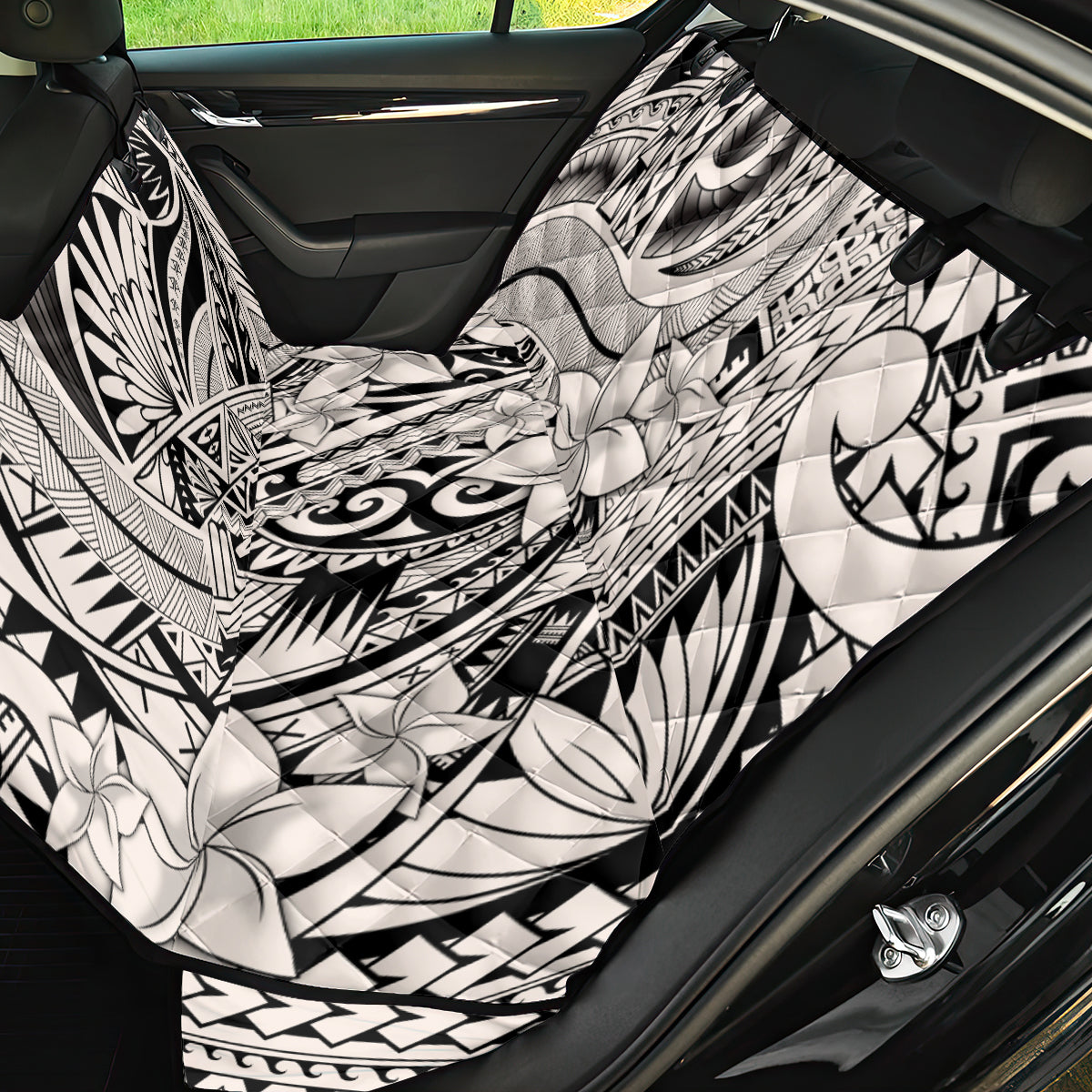 Polynesia Back Car Seat Cover Tribal Polynesian Spirit With Beige Pacific Flowers LT9 - Wonder Print Shop