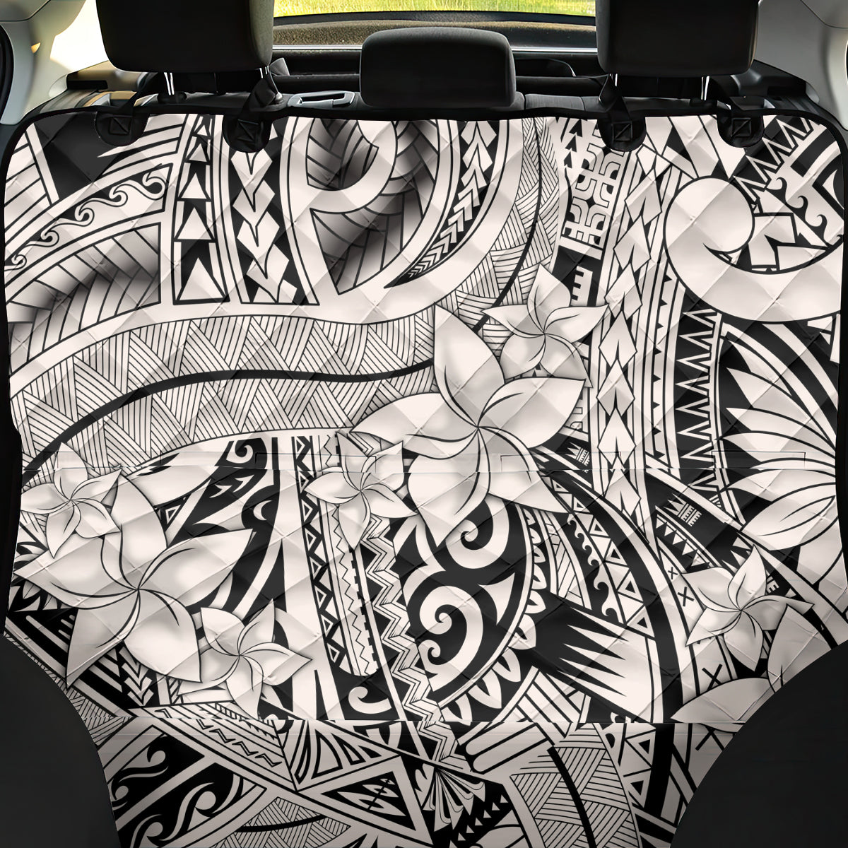 Polynesia Back Car Seat Cover Tribal Polynesian Spirit With Beige Pacific Flowers LT9 - Wonder Print Shop