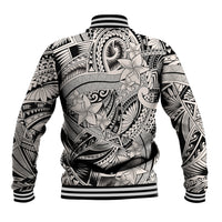 Polynesia Baseball Jacket Tribal Polynesian Spirit With Beige Pacific Flowers LT9 - Wonder Print Shop