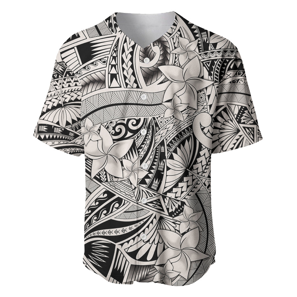 Polynesia Baseball Jersey Tribal Polynesian Spirit With Beige Pacific Flowers LT9 - Wonder Print Shop