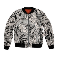 Polynesia Bomber Jacket Tribal Polynesian Spirit With Beige Pacific Flowers LT9 - Wonder Print Shop