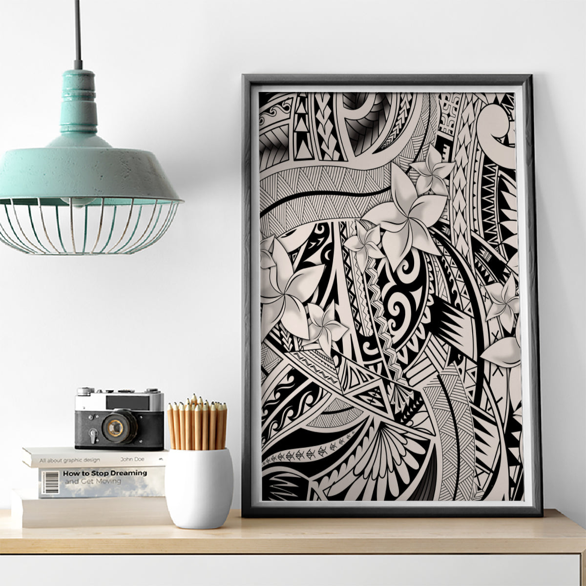 Polynesia Canvas Wall Art Tribal Polynesian Spirit With Beige Pacific Flowers LT9 - Wonder Print Shop