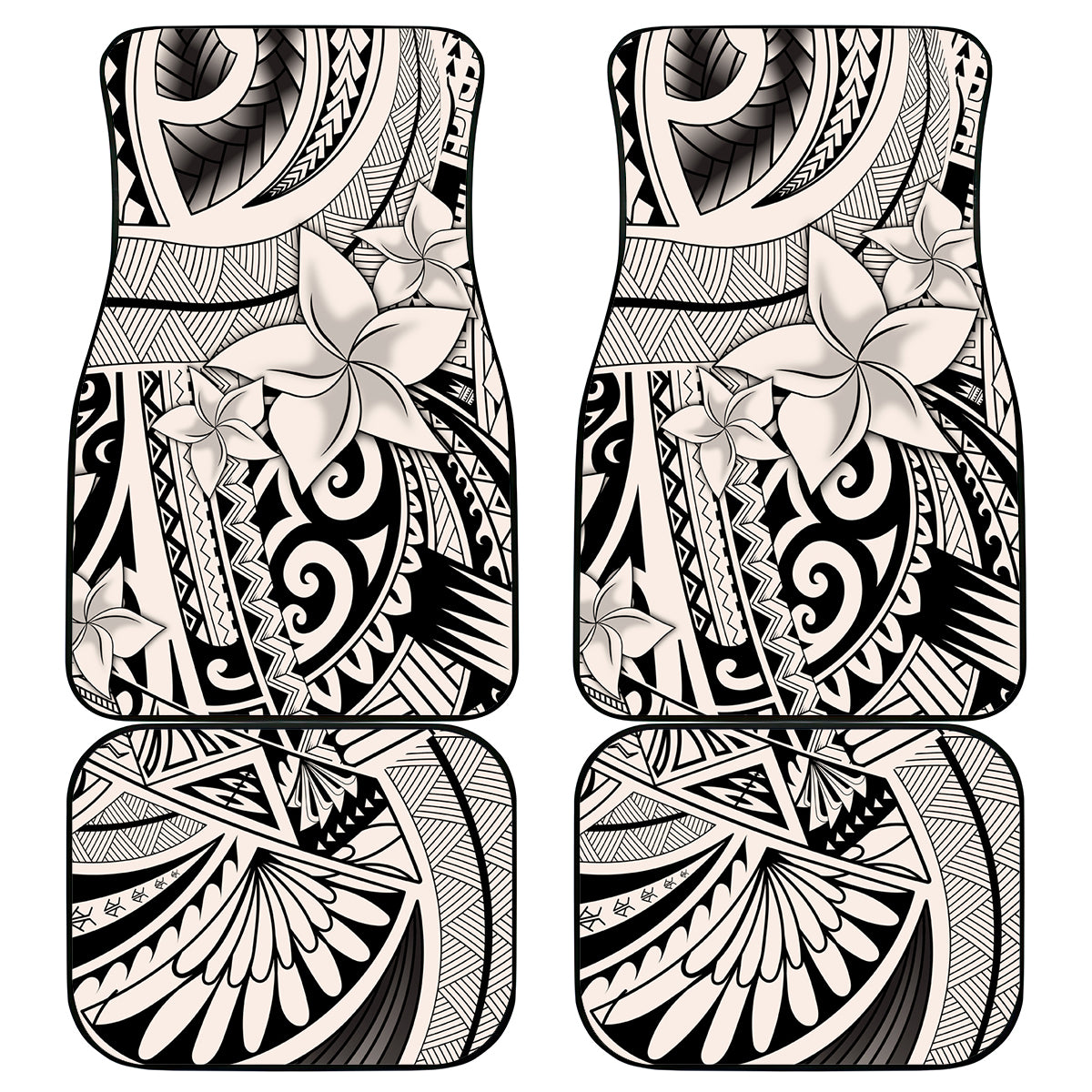 Polynesia Car Mats Tribal Polynesian Spirit With Beige Pacific Flowers LT9 - Wonder Print Shop
