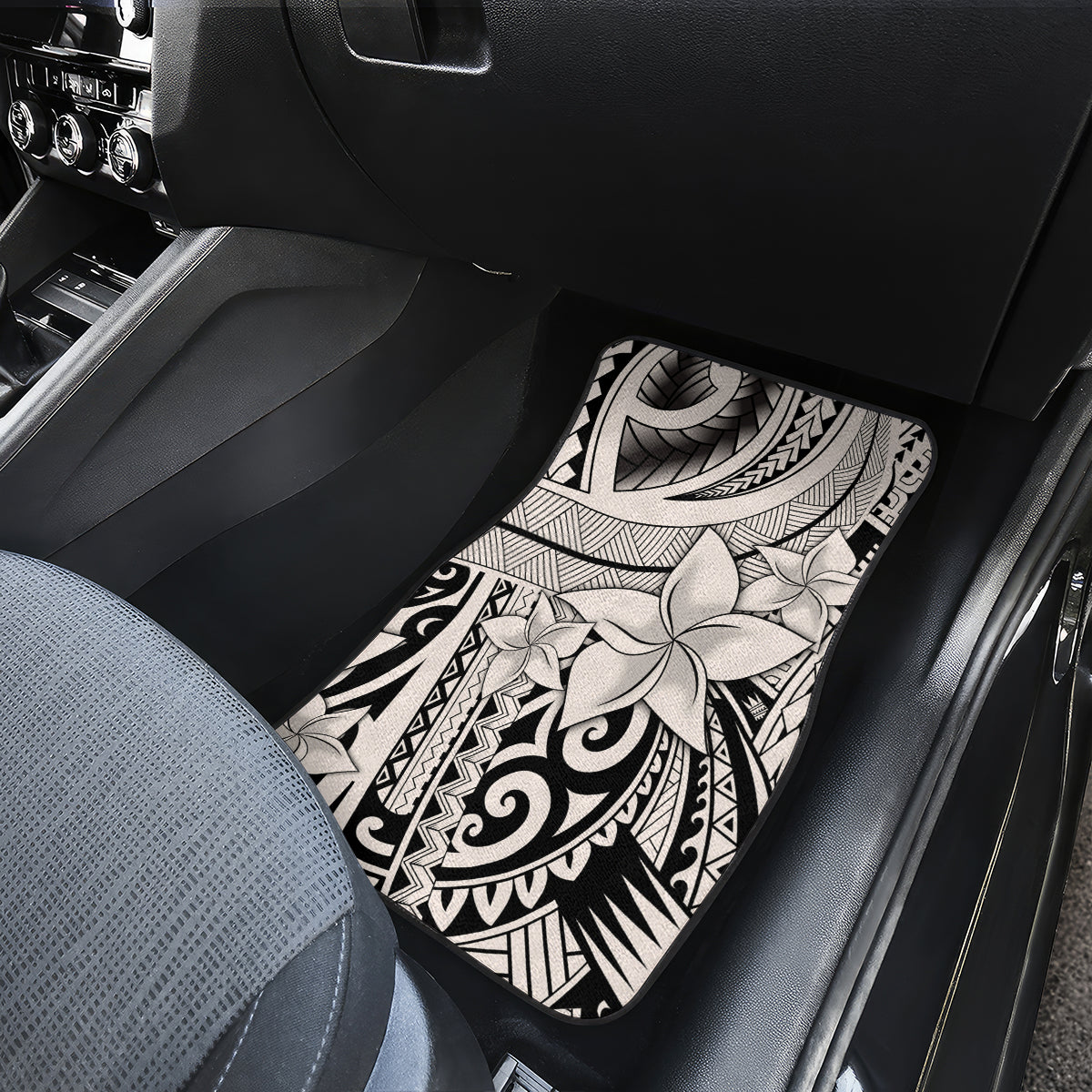 Polynesia Car Mats Tribal Polynesian Spirit With Beige Pacific Flowers LT9 - Wonder Print Shop