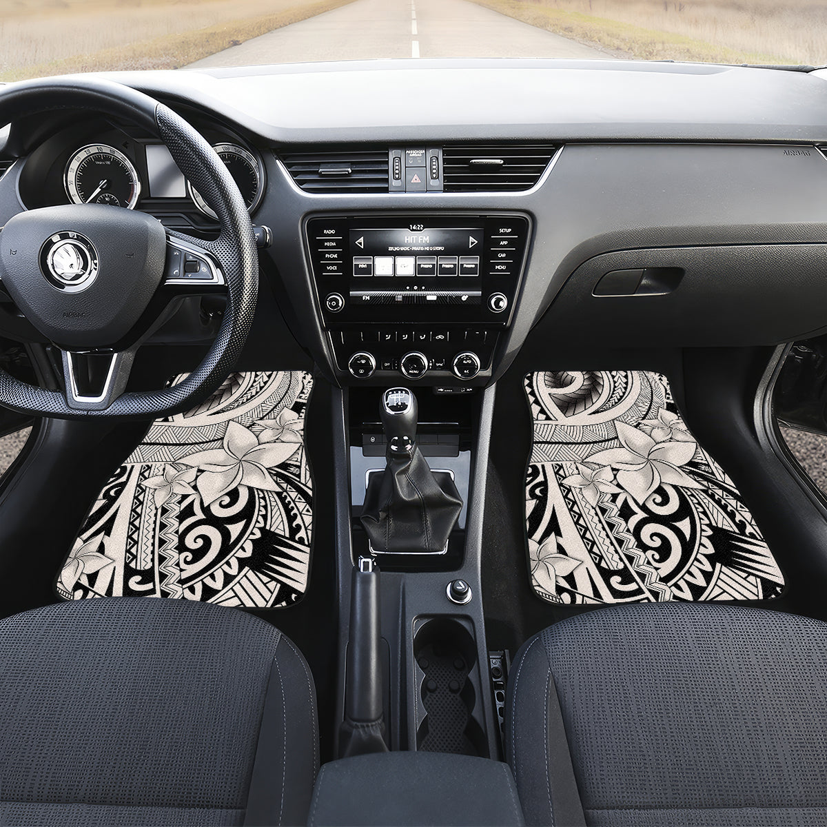 Polynesia Car Mats Tribal Polynesian Spirit With Beige Pacific Flowers LT9 - Wonder Print Shop