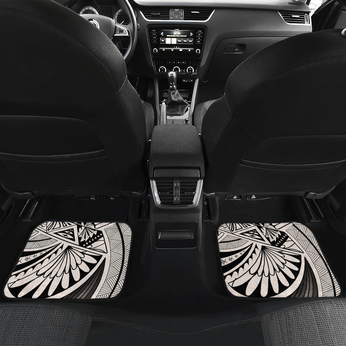 Polynesia Car Mats Tribal Polynesian Spirit With Beige Pacific Flowers LT9 - Wonder Print Shop