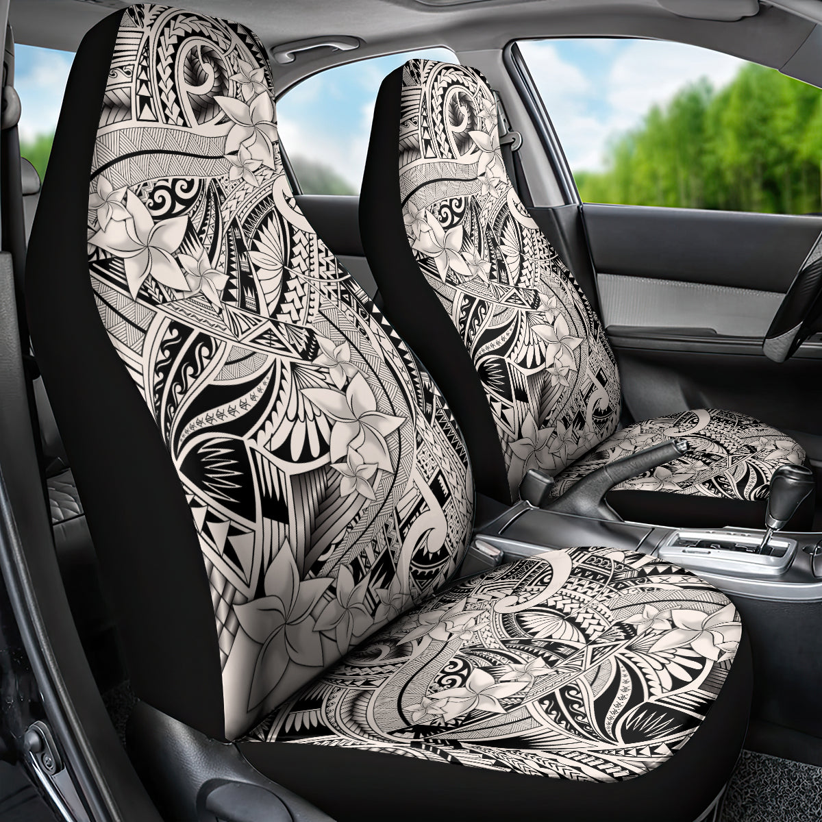 Polynesia Car Seat Cover Tribal Polynesian Spirit With Beige Pacific Flowers LT9 - Wonder Print Shop