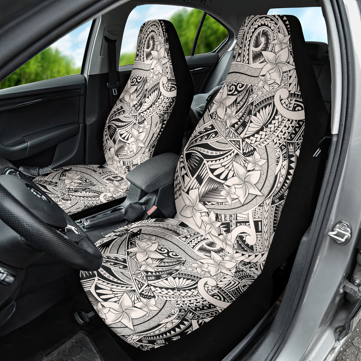 Polynesia Car Seat Cover Tribal Polynesian Spirit With Beige Pacific Flowers LT9 - Wonder Print Shop
