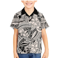 Polynesia Family Matching Mermaid Dress and Hawaiian Shirt Tribal Polynesian Spirit With Beige Pacific Flowers LT9 - Wonder Print Shop