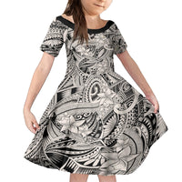 Polynesia Family Matching Tank Maxi Dress and Hawaiian Shirt Tribal Polynesian Spirit With Beige Pacific Flowers - Wonder Print Shop