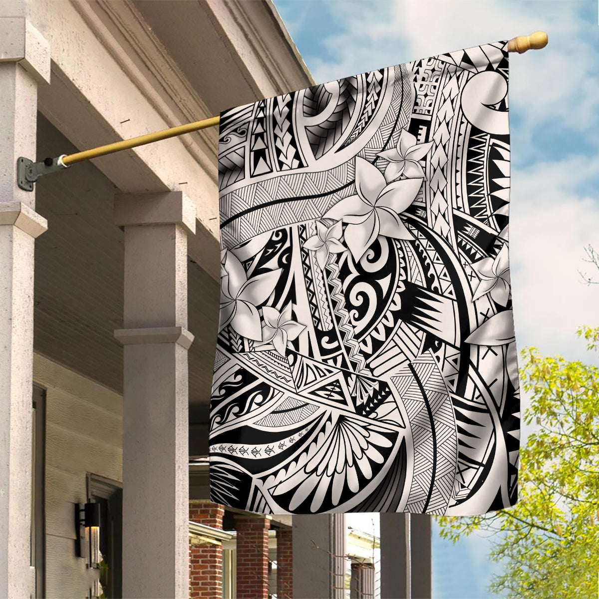 Polynesia Garden Flag Tribal Polynesian Spirit With Beige Pacific Flowers - Wonder Print Shop