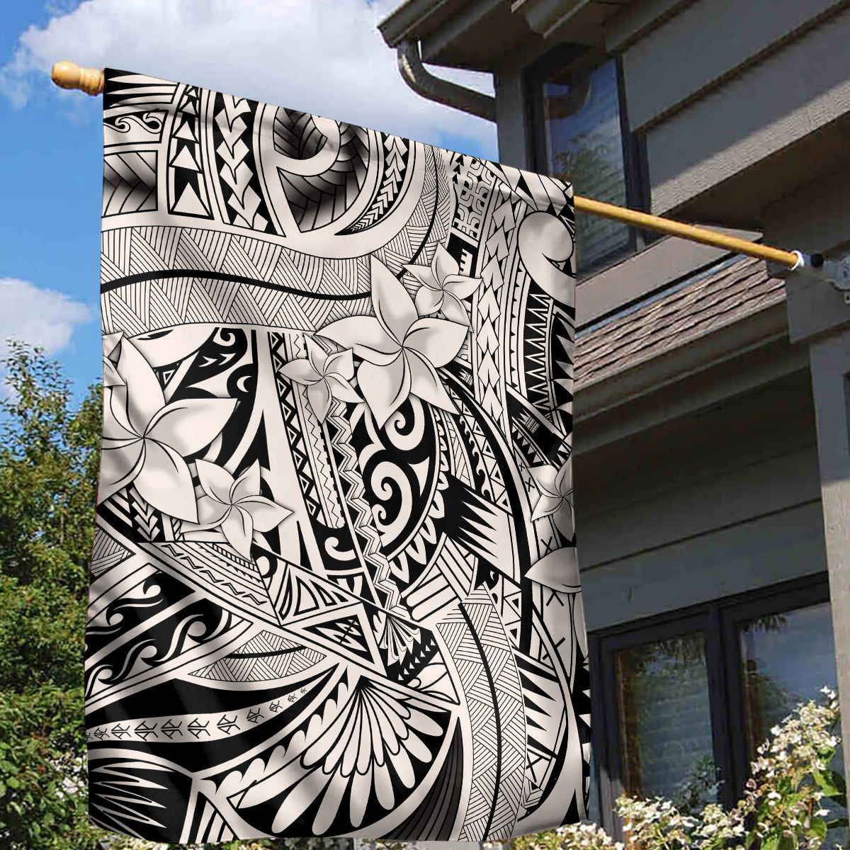 Polynesia Garden Flag Tribal Polynesian Spirit With Beige Pacific Flowers - Wonder Print Shop