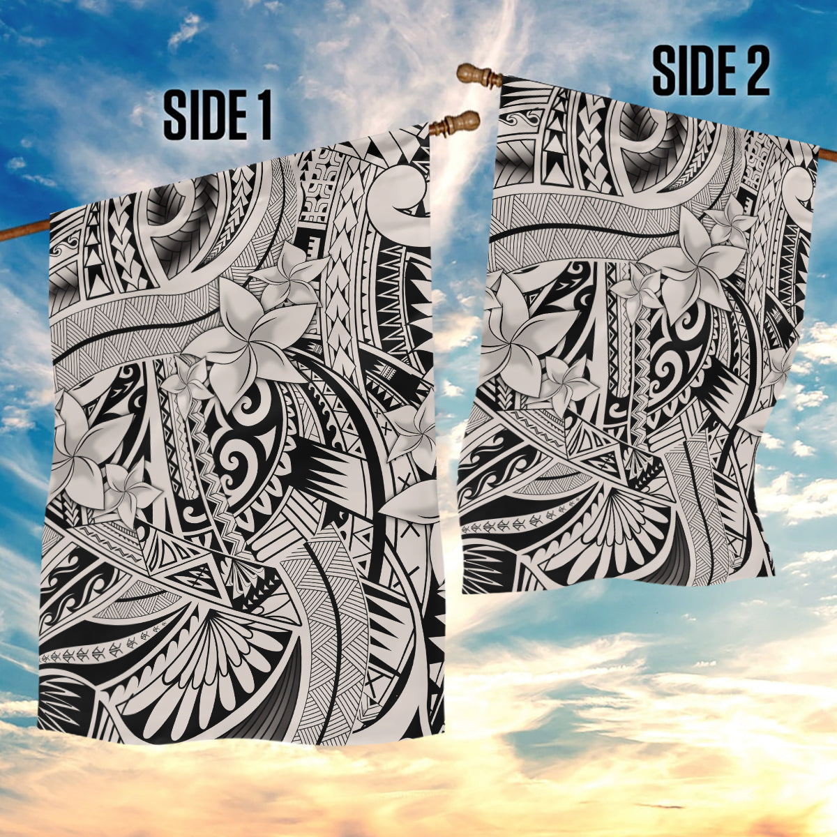 Polynesia Garden Flag Tribal Polynesian Spirit With Beige Pacific Flowers - Wonder Print Shop
