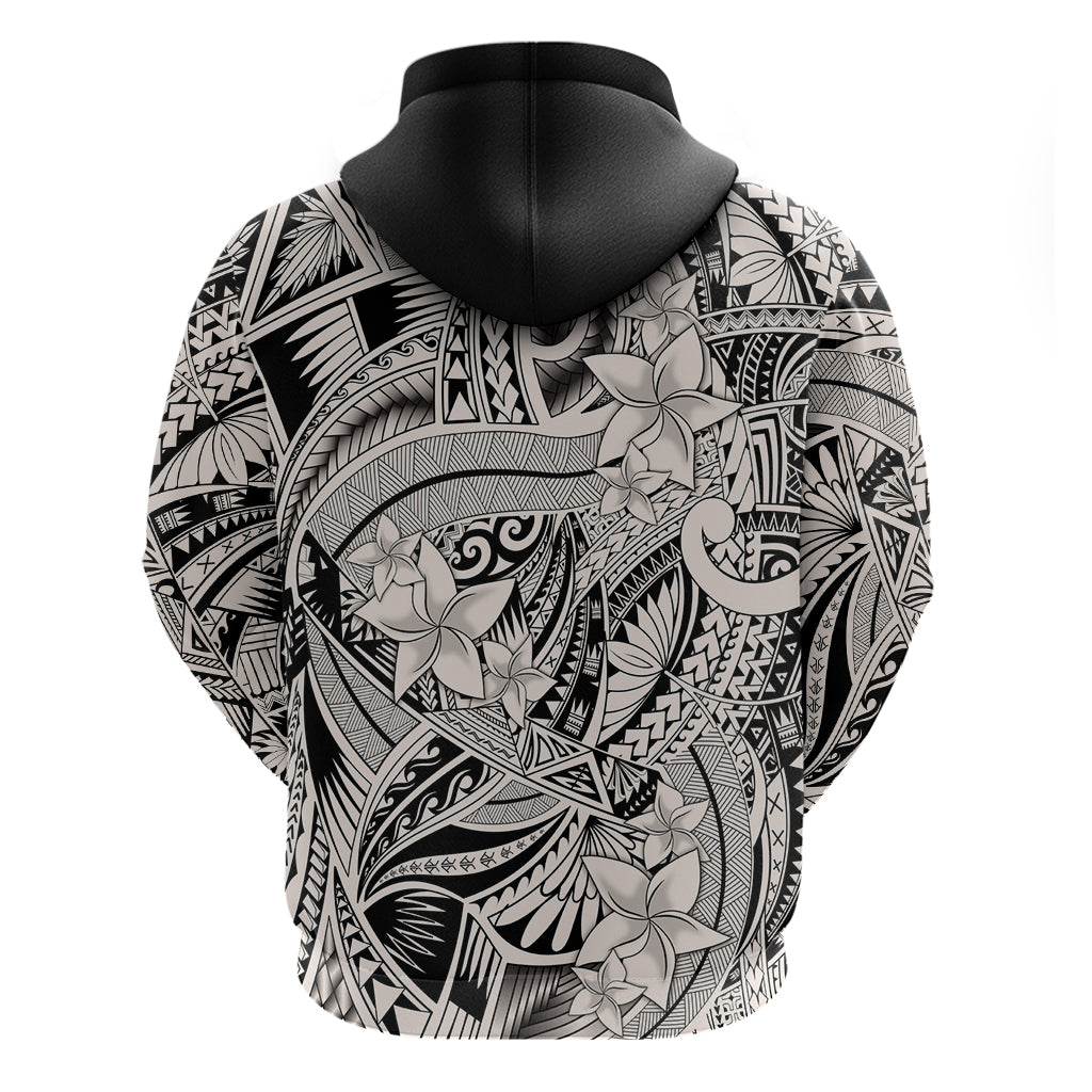 Polynesia Hoodie Tribal Polynesian Spirit With Beige Pacific Flowers - Wonder Print Shop