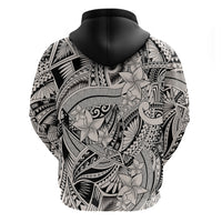 Polynesia Hoodie Tribal Polynesian Spirit With Beige Pacific Flowers - Wonder Print Shop