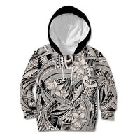 Polynesia Kid Hoodie Tribal Polynesian Spirit With Beige Pacific Flowers - Wonder Print Shop