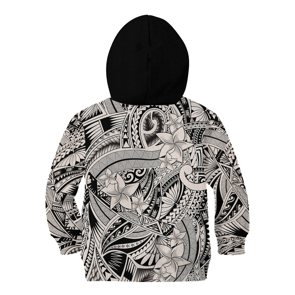Polynesia Kid Hoodie Tribal Polynesian Spirit With Beige Pacific Flowers - Wonder Print Shop