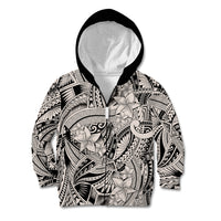 Polynesia Kid Hoodie Tribal Polynesian Spirit With Beige Pacific Flowers - Wonder Print Shop