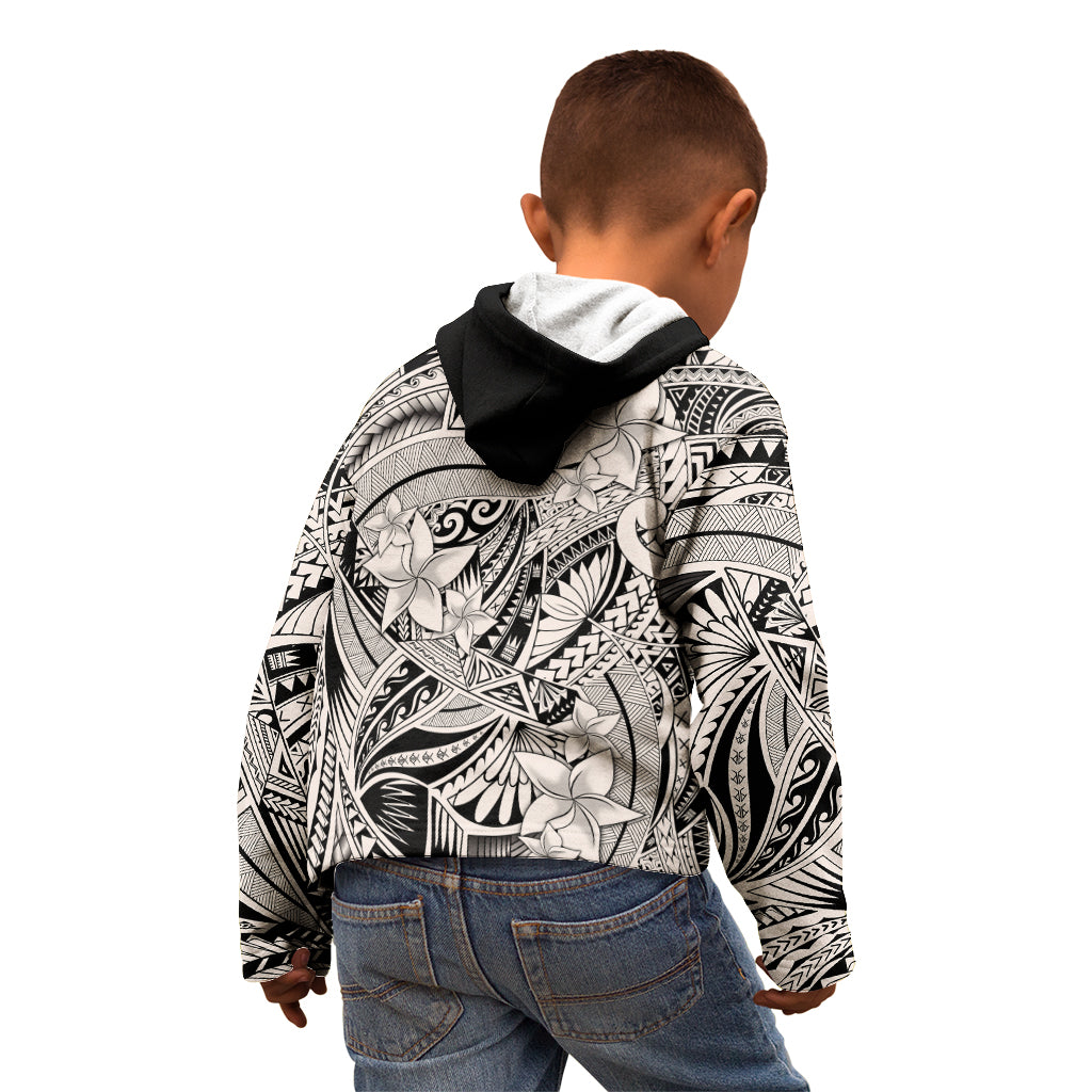 Polynesia Kid Hoodie Tribal Polynesian Spirit With Beige Pacific Flowers - Wonder Print Shop