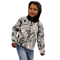 Polynesia Kid Hoodie Tribal Polynesian Spirit With Beige Pacific Flowers - Wonder Print Shop