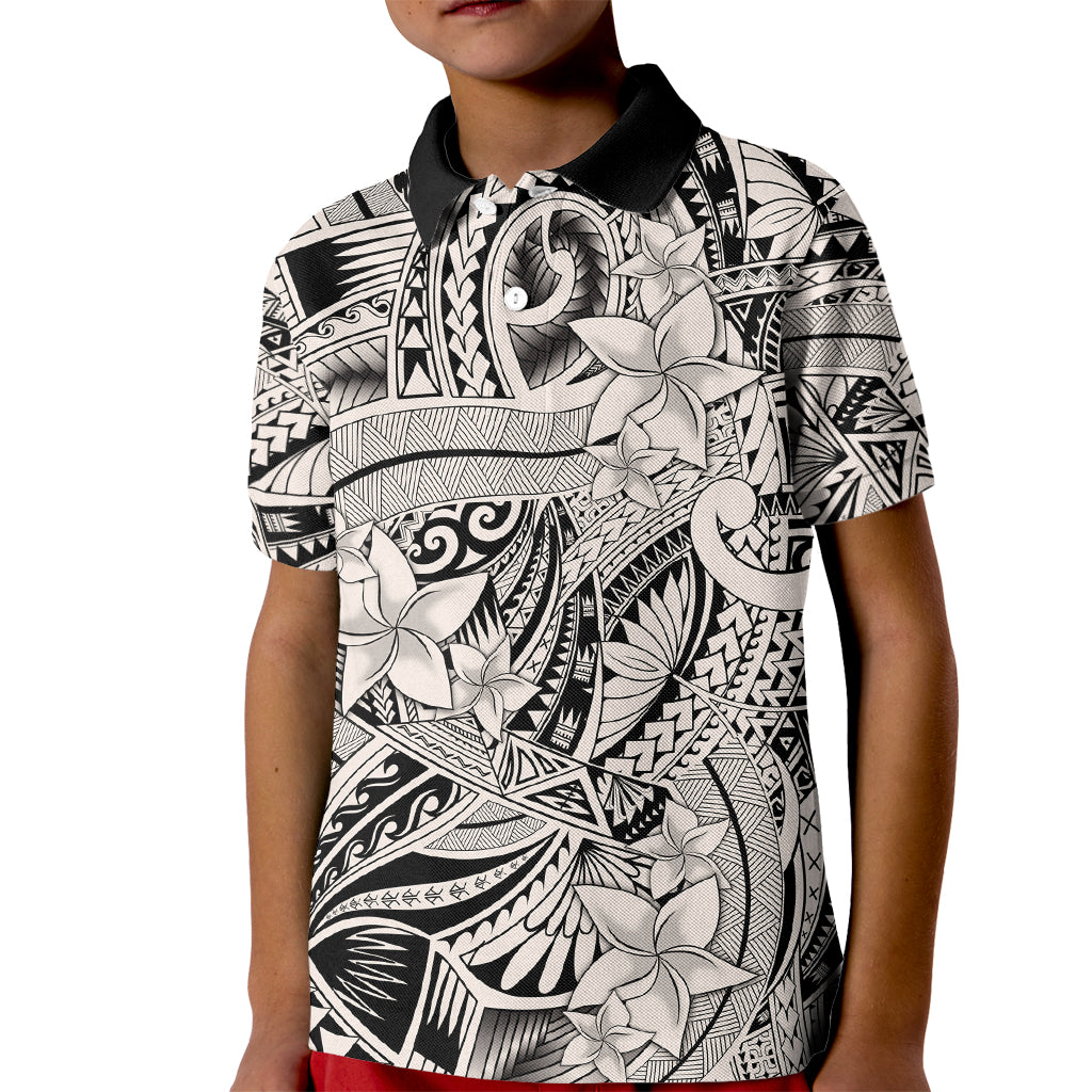 Polynesia Kid Polo Shirt Tribal Polynesian Spirit With Beige Pacific Flowers - Wonder Print Shop