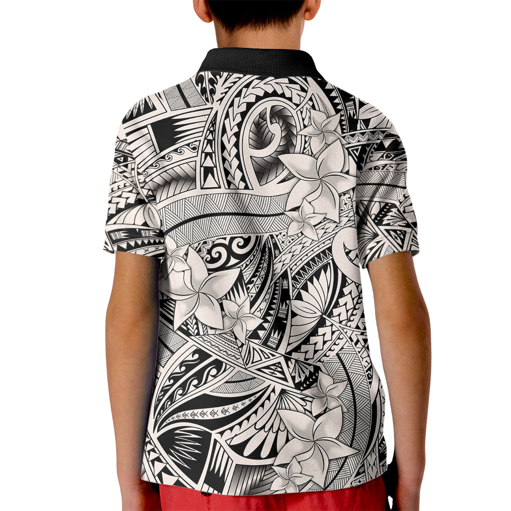 Polynesia Kid Polo Shirt Tribal Polynesian Spirit With Beige Pacific Flowers - Wonder Print Shop