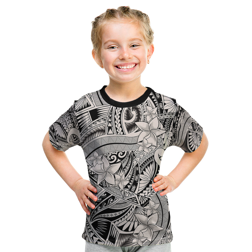 Polynesia Kid T Shirt Tribal Polynesian Spirit With Beige Pacific Flowers - Wonder Print Shop
