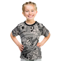 Polynesia Kid T Shirt Tribal Polynesian Spirit With Beige Pacific Flowers - Wonder Print Shop