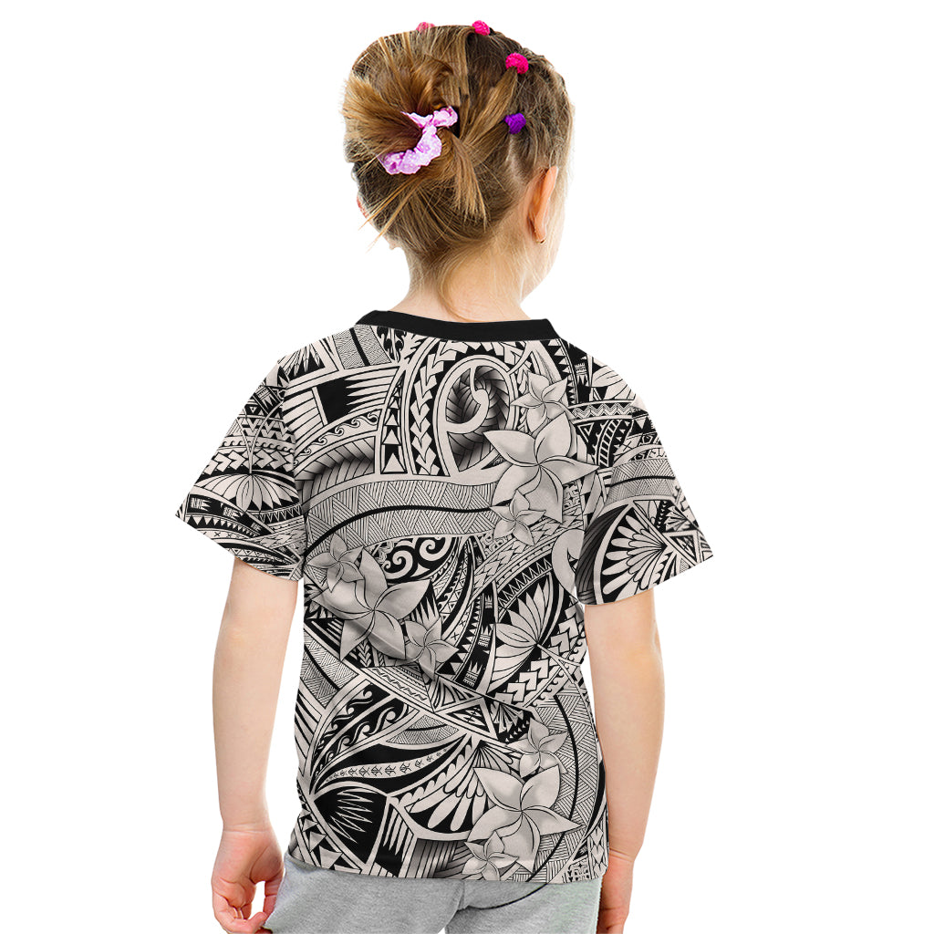 Polynesia Kid T Shirt Tribal Polynesian Spirit With Beige Pacific Flowers - Wonder Print Shop