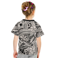 Polynesia Kid T Shirt Tribal Polynesian Spirit With Beige Pacific Flowers - Wonder Print Shop