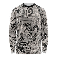 Polynesia Long Sleeve Shirt Tribal Polynesian Spirit With Beige Pacific Flowers - Wonder Print Shop