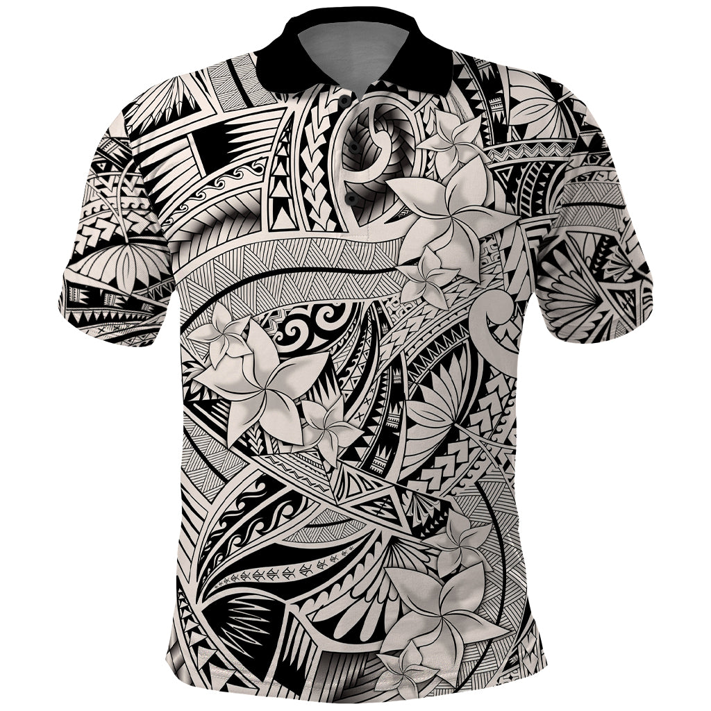 Polynesia Polo Shirt Tribal Polynesian Spirit With Beige Pacific Flowers - Wonder Print Shop