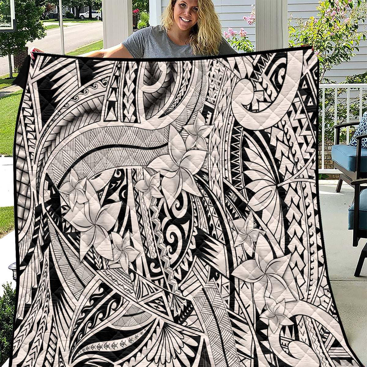 Polynesia Quilt Tribal Polynesian Spirit With Beige Pacific Flowers - Wonder Print Shop
