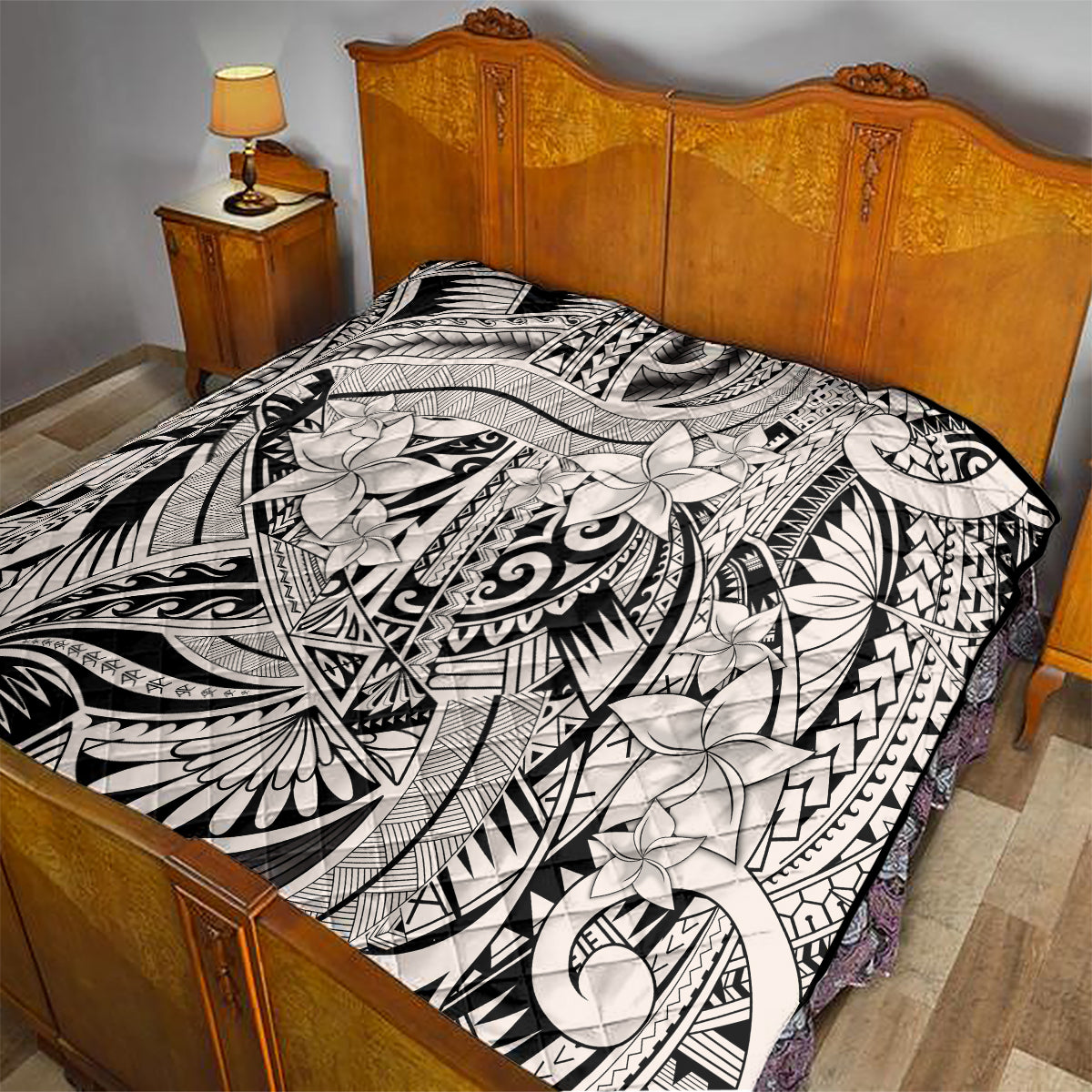 Polynesia Quilt Tribal Polynesian Spirit With Beige Pacific Flowers - Wonder Print Shop