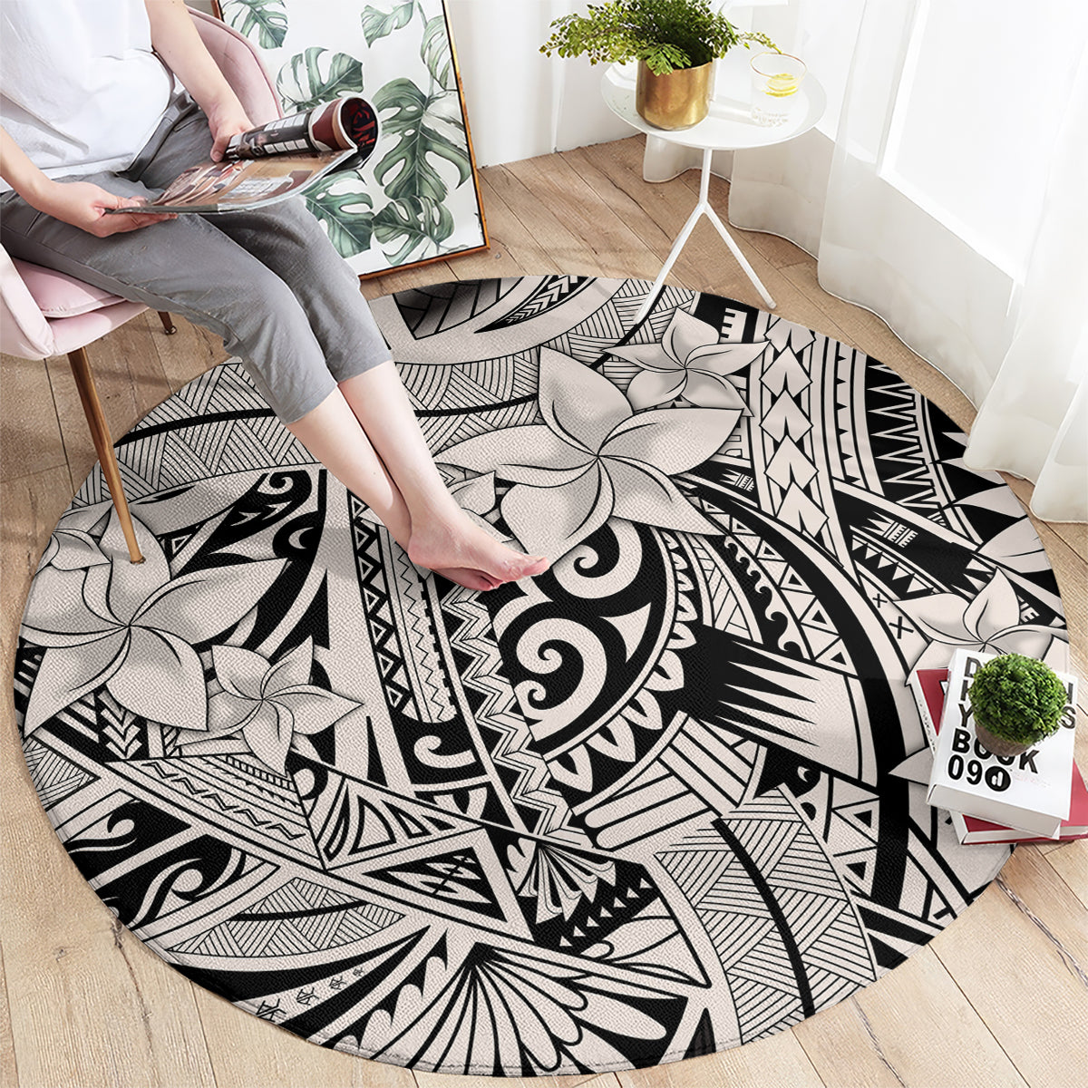 polynesia-round-carpet-tribal-polynesian-spirit-with-beige-pacific-flowers