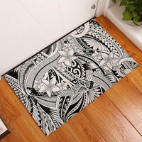 Polynesia Rubber Doormat Tribal Polynesian Spirit With Beige Pacific Flowers - Wonder Print Shop