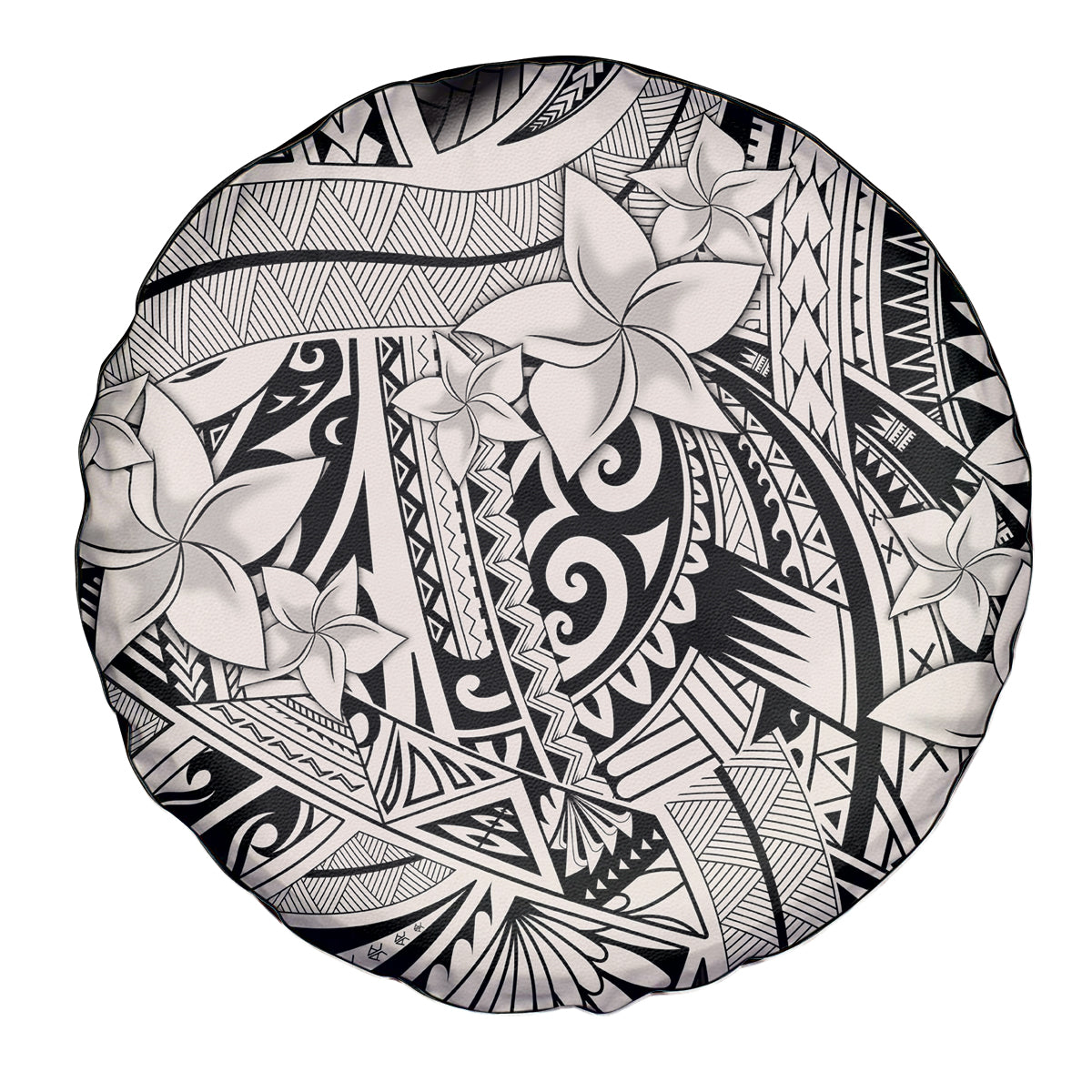 Polynesia Spare Tire Cover Tribal Polynesian Spirit With Beige Pacific Flowers - Wonder Print Shop