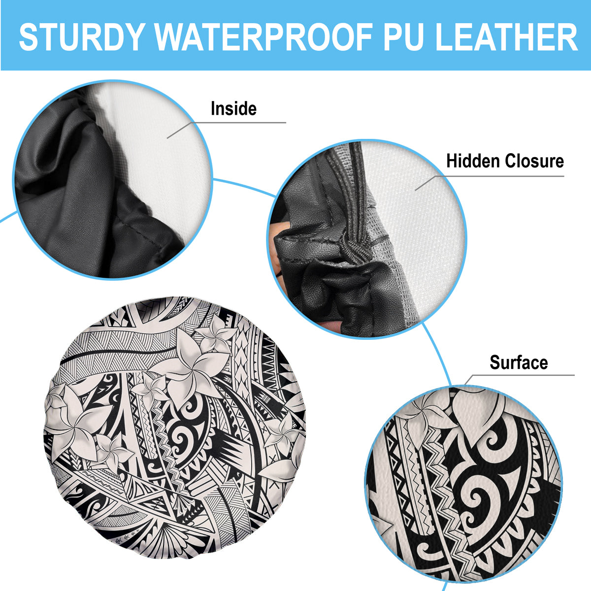 Polynesia Spare Tire Cover Tribal Polynesian Spirit With Beige Pacific Flowers - Wonder Print Shop