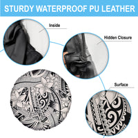 Polynesia Spare Tire Cover Tribal Polynesian Spirit With Beige Pacific Flowers - Wonder Print Shop