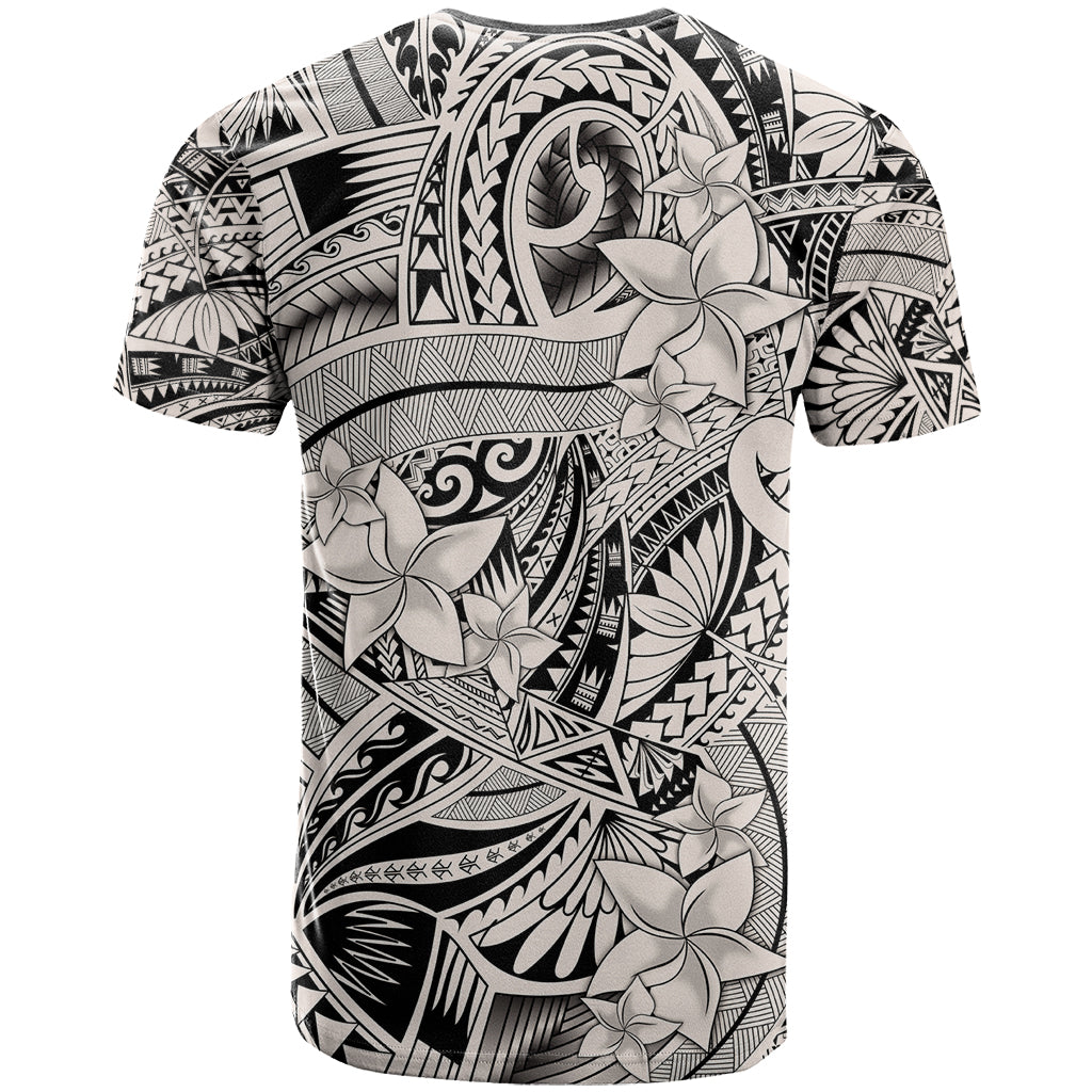 Polynesia T Shirt Tribal Polynesian Spirit With Beige Pacific Flowers - Wonder Print Shop